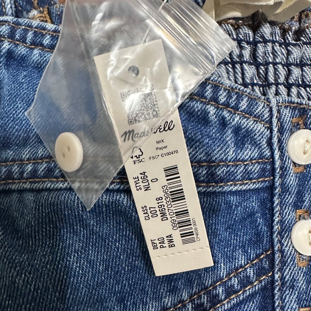 Madewell Denim Crop Top Bralette with Stamped Floral Pattern Women's Size 0 NWT - Picture 8 of 11